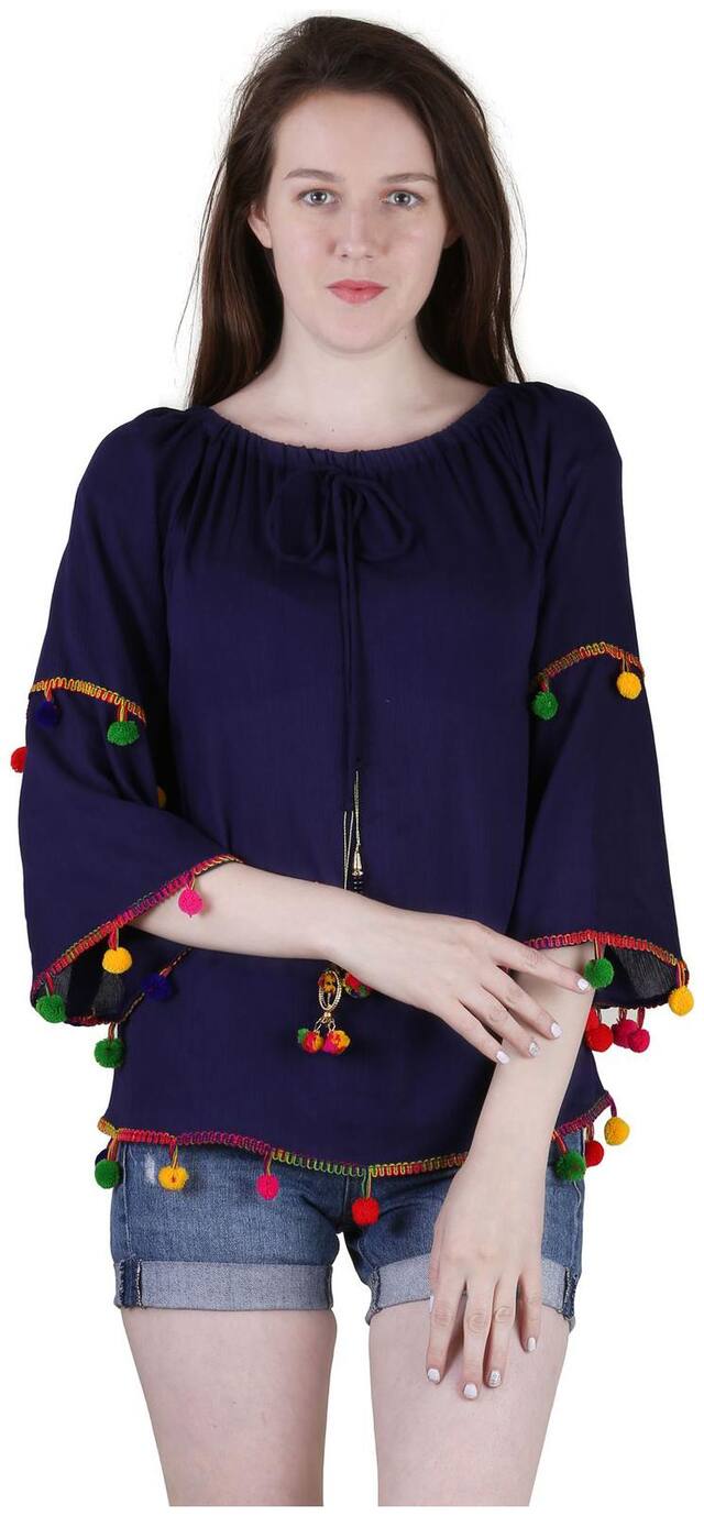 Jollify Women Printed Regular top - Blue