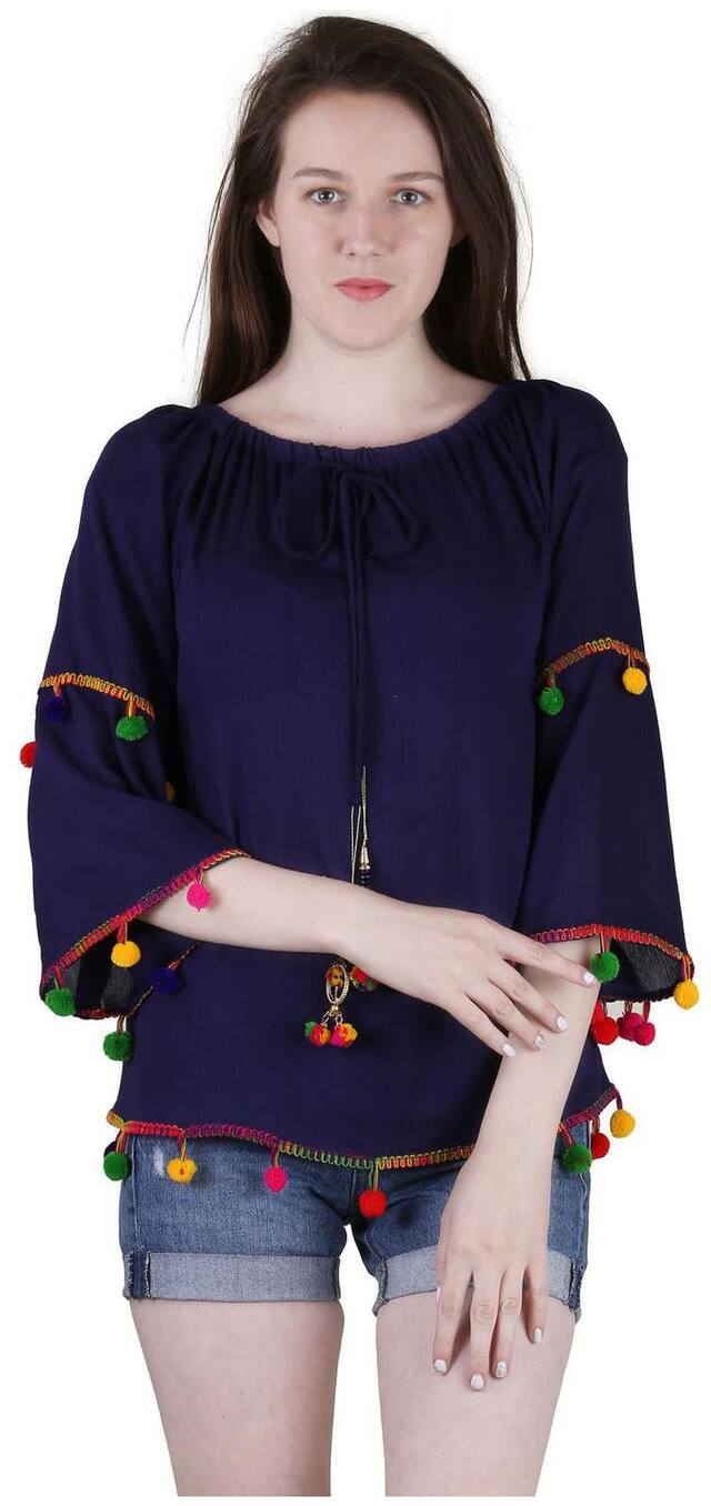 Jollify Women Printed Regular top - Blue