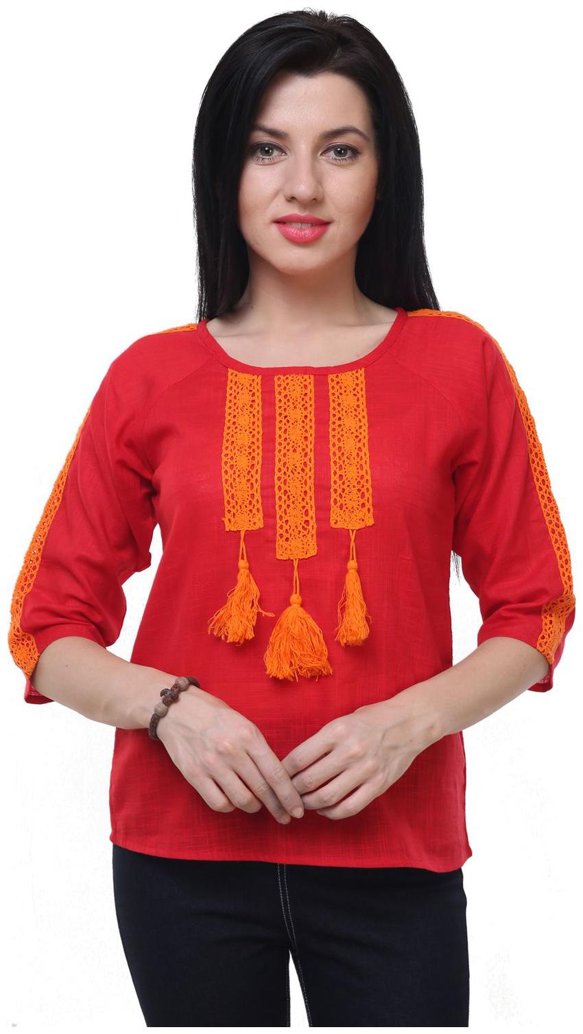 

Jollify Women Printed Regular top - Red