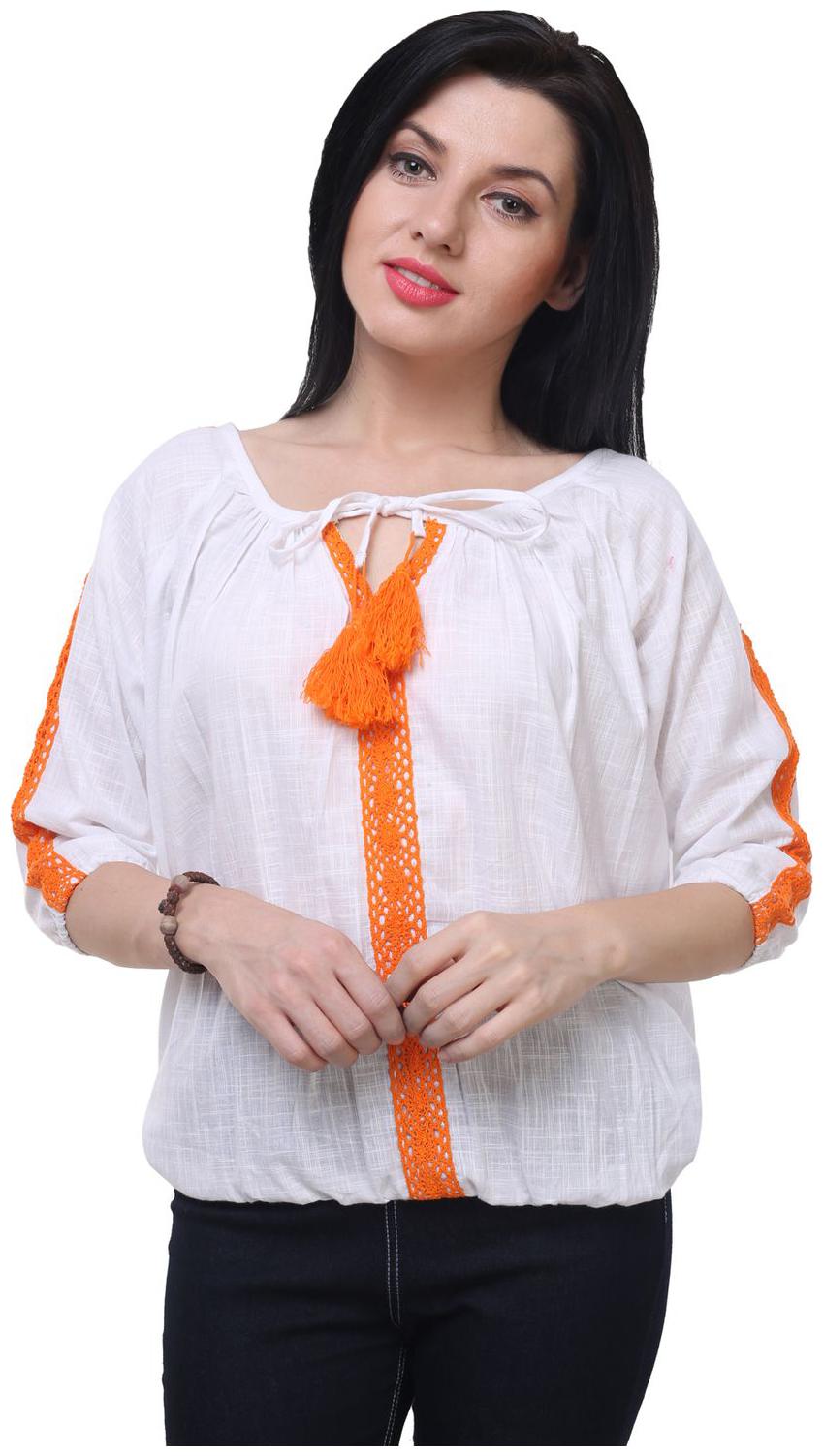 

Jollify Women Embroidered Regular top - White