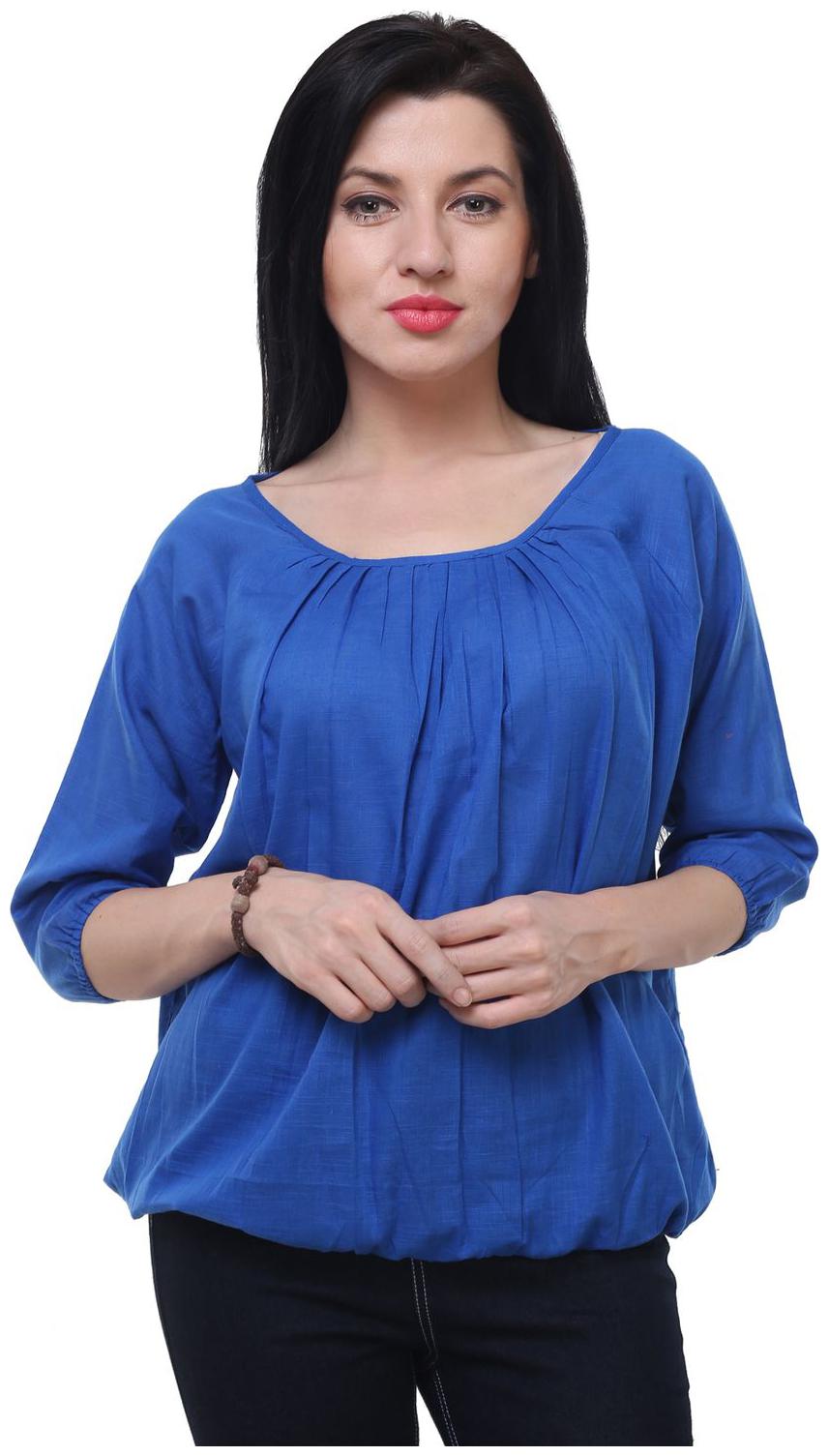 

Jollify Women Solid Regular top - Blue