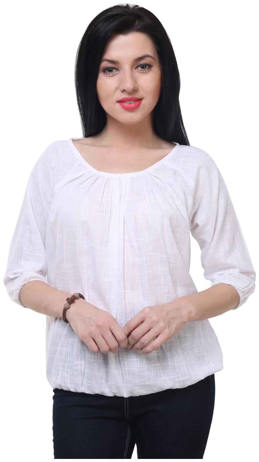 

Jollify Women Solid Regular top - White