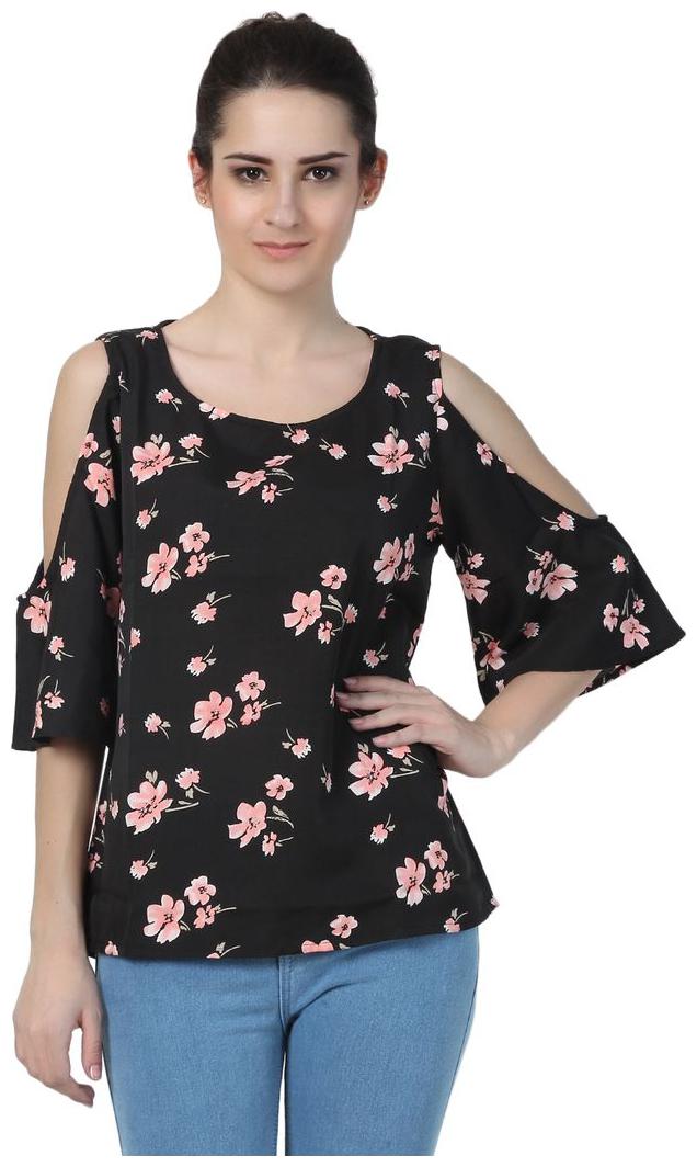 

Jollify Poly Crepe Regular Tops - Black