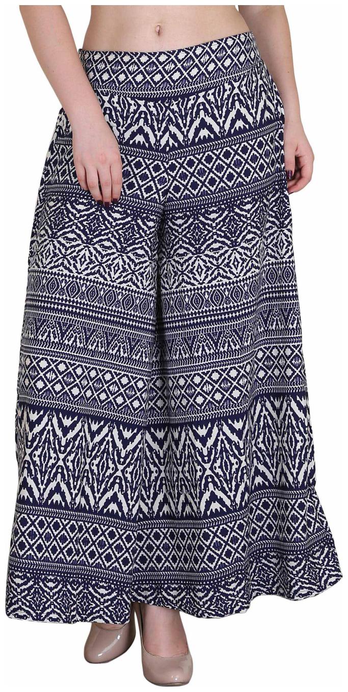 

Jollify Regular Fit Women s White Blue Plazzo