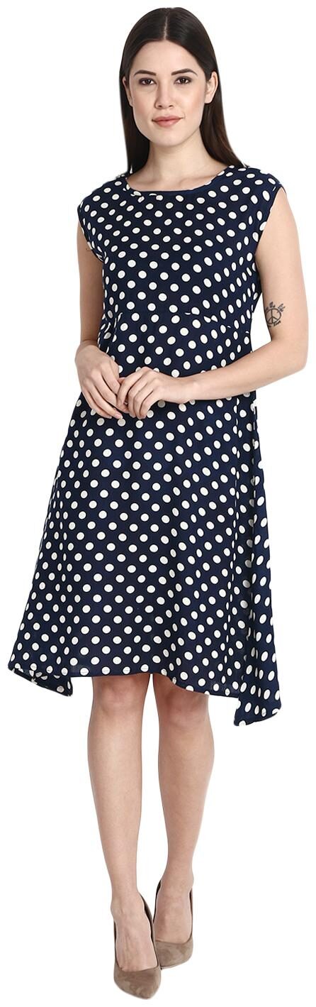 

Jollify Blue Printed A-line dress