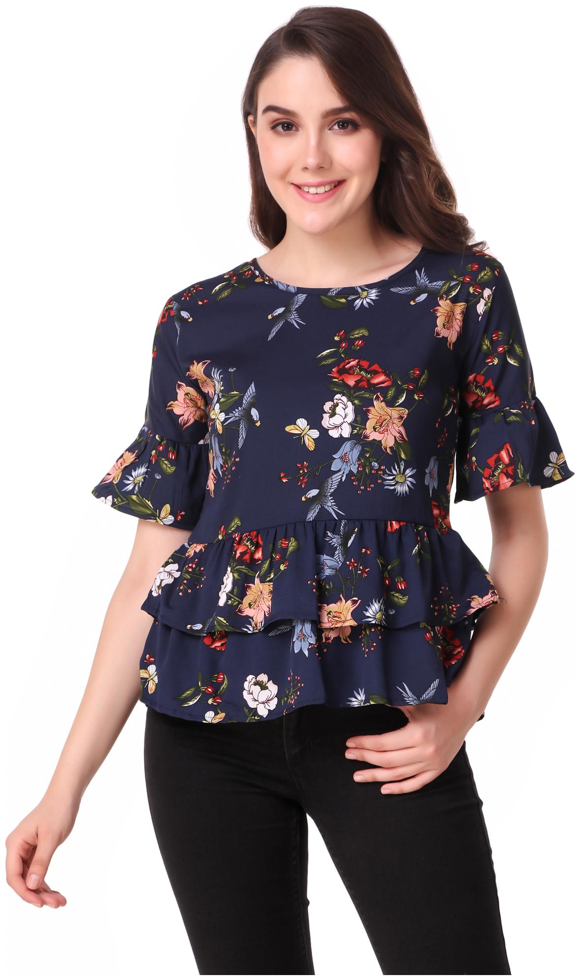 

Jollify Women Printed Regular top - Blue