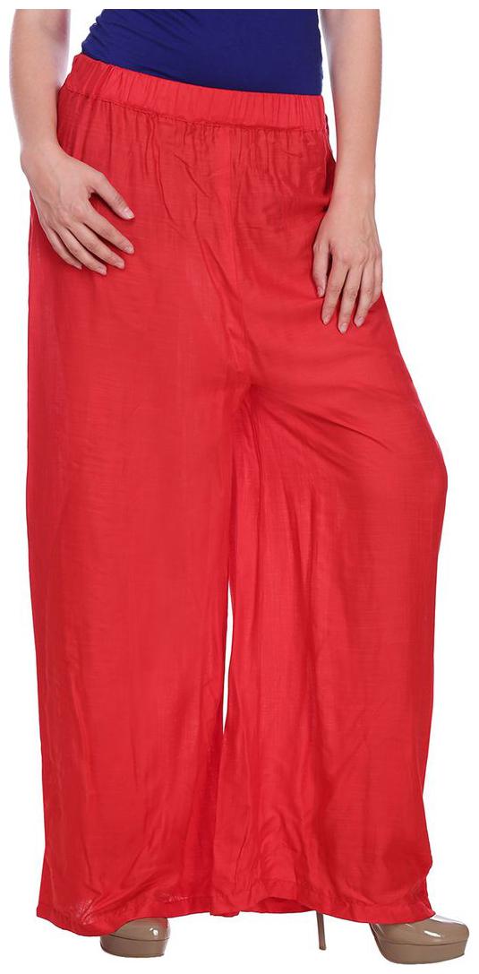

Jollify Red Solid Flared Palazzo