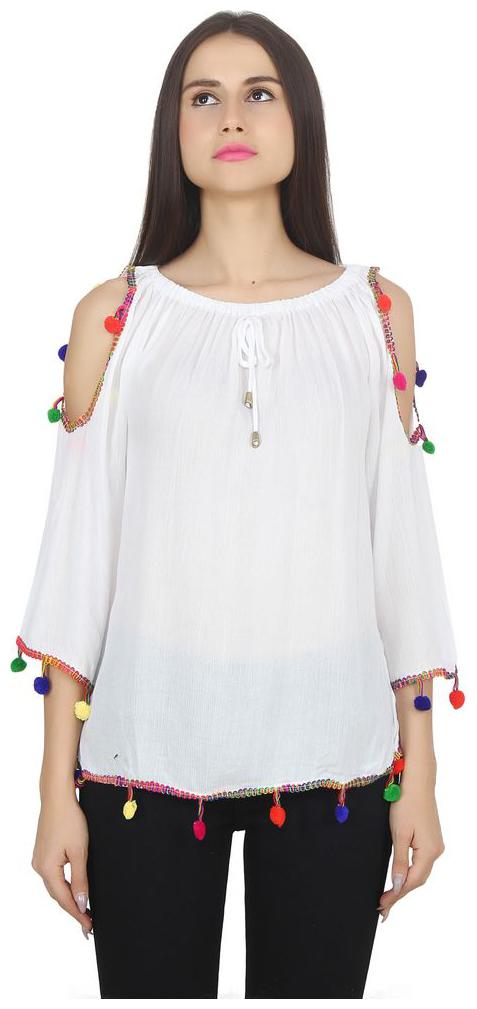 

Jollify Women Solid Regular top - White