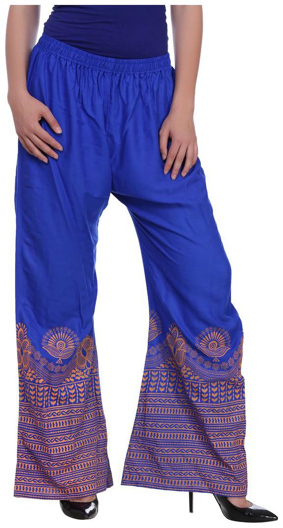 

Jollify Blue Solid Flared Palazzo