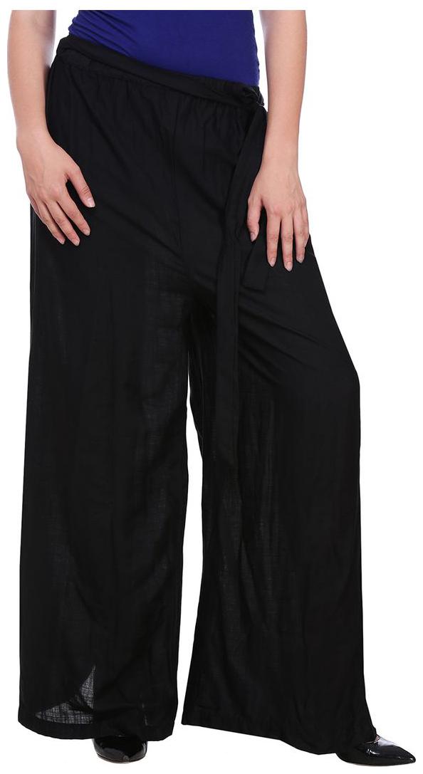 

Jollify Black Solid Flared Palazzo