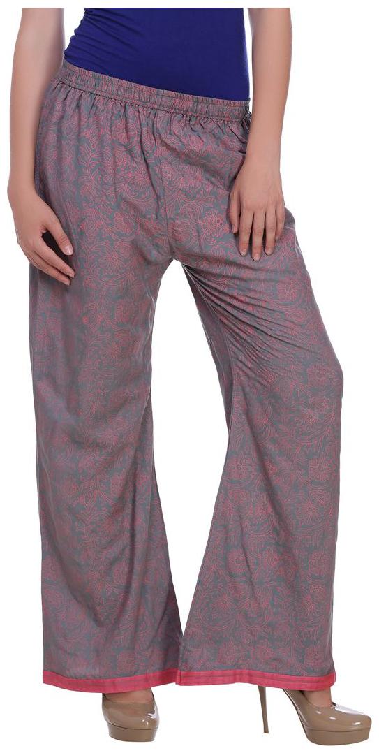 

Jollify Grey Solid Flared Palazzo