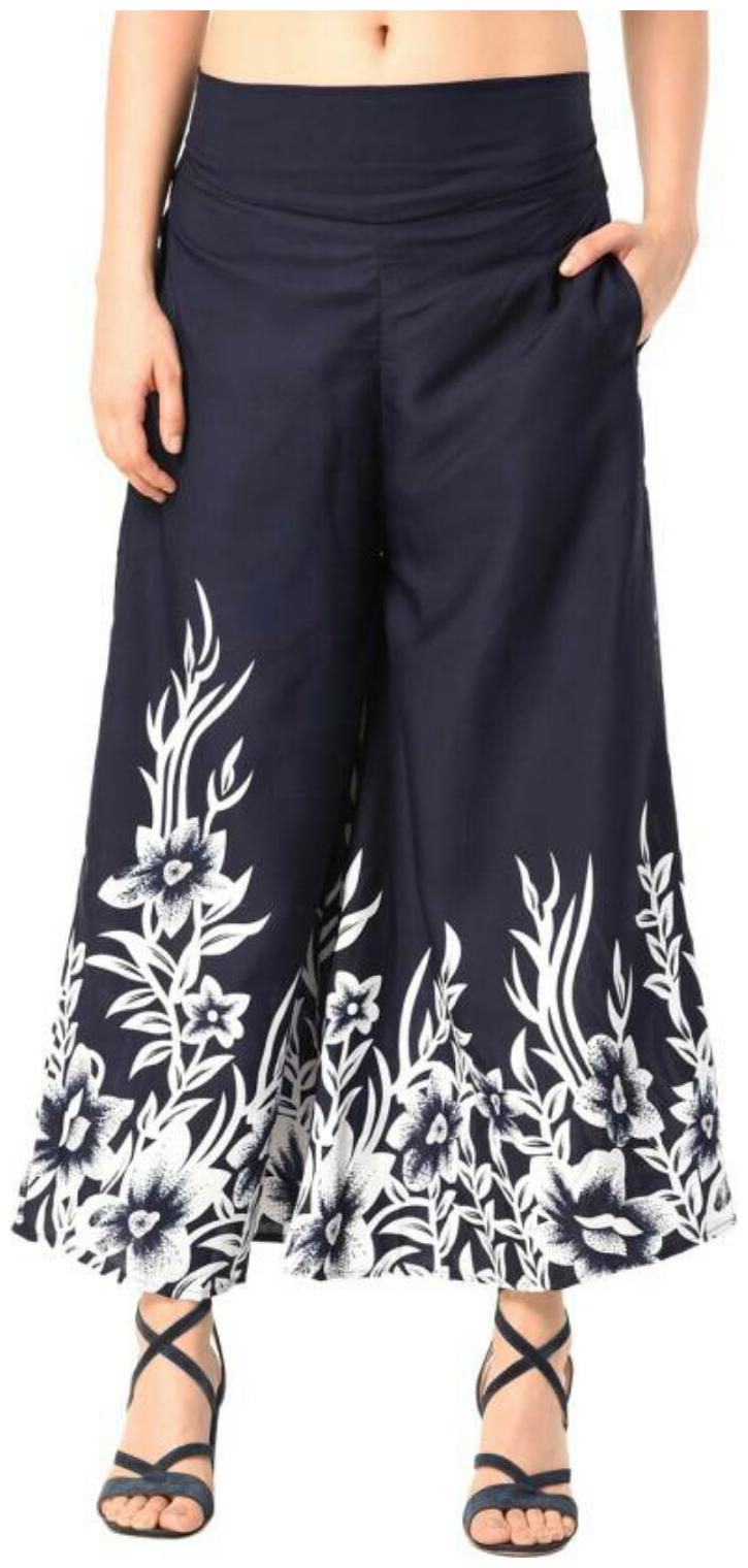 

Jollify Black Printed Flared Palazzo