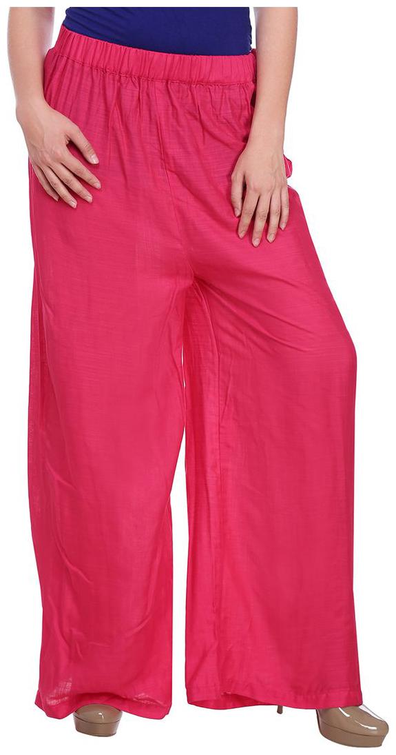 

Jollify Pink Solid Flared Palazzo