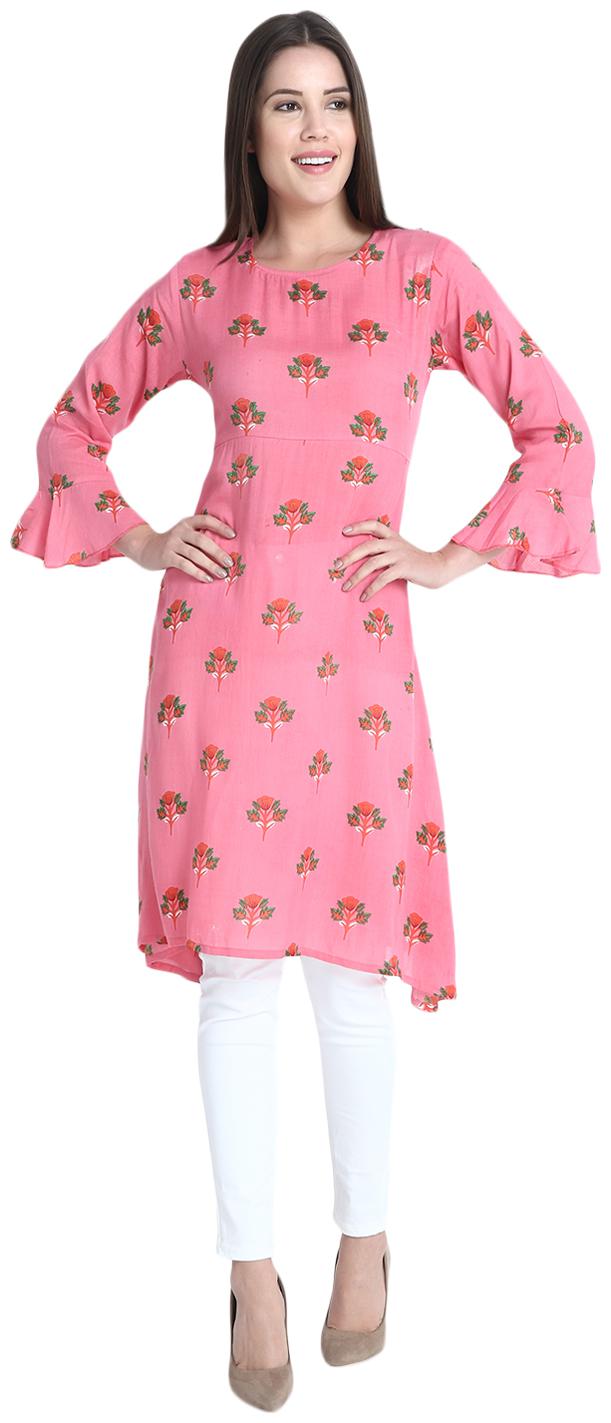 

Jollify Pink Printed A-line dress