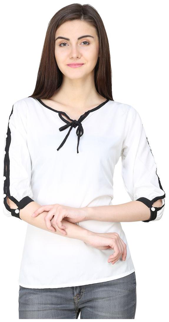 

Jollify Women Solid Regular top - White