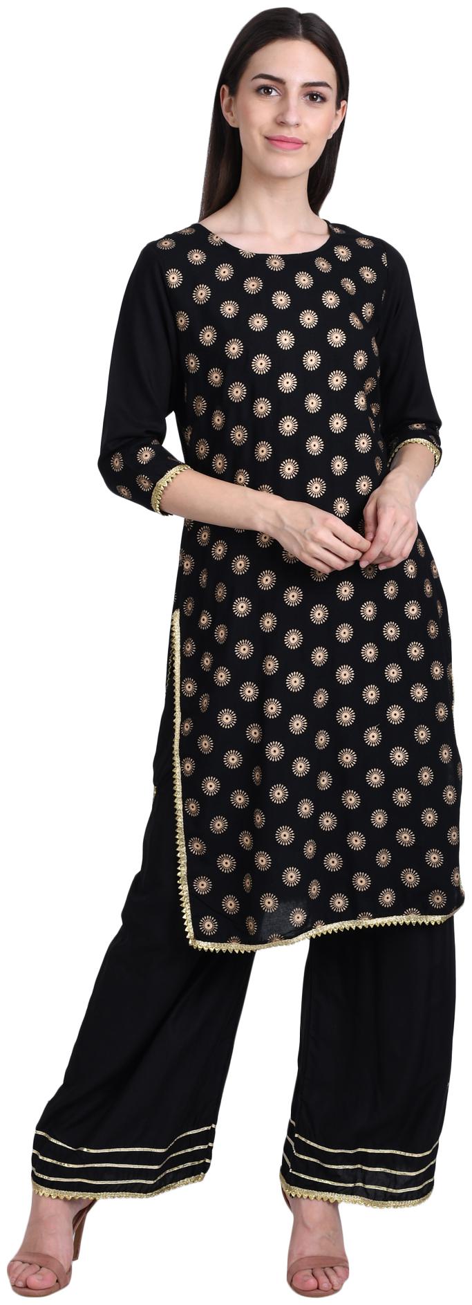 

Jollify Women Black Floral Straight Kurta