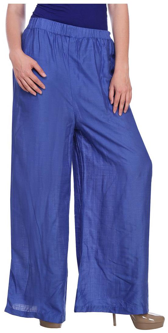 

Jollify Blue Solid Flared Palazzo