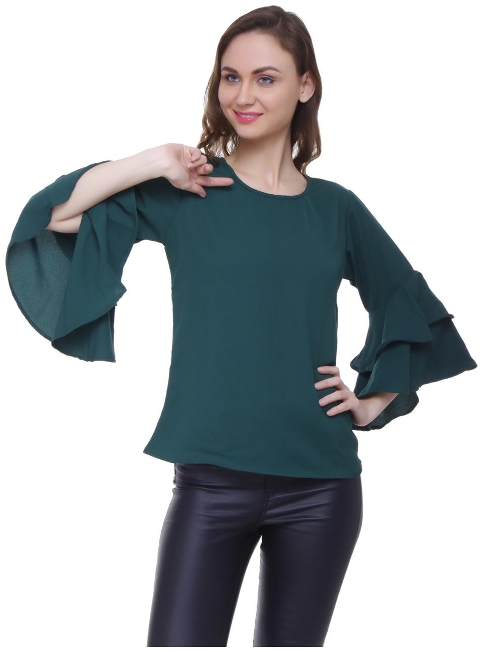 

Jollify Women Solid Regular top - Green