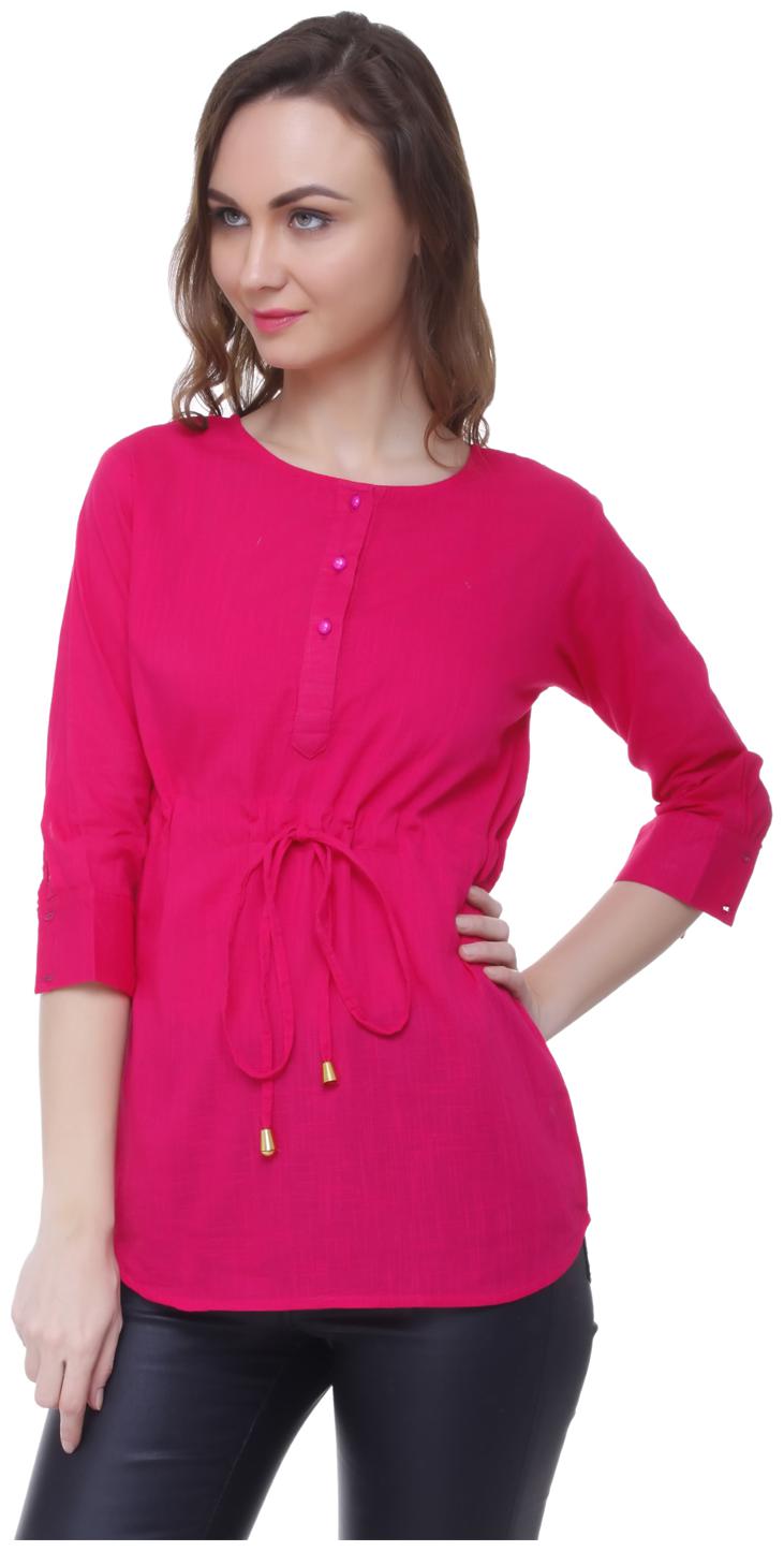 

Jollify Women Solid Regular top - Pink