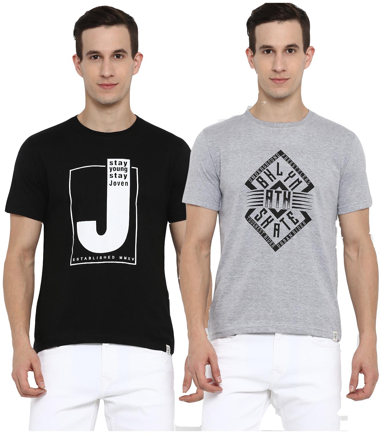 

Joven Men Multi Regular fit Cotton Round neck T-Shirt - Pack Of 2
