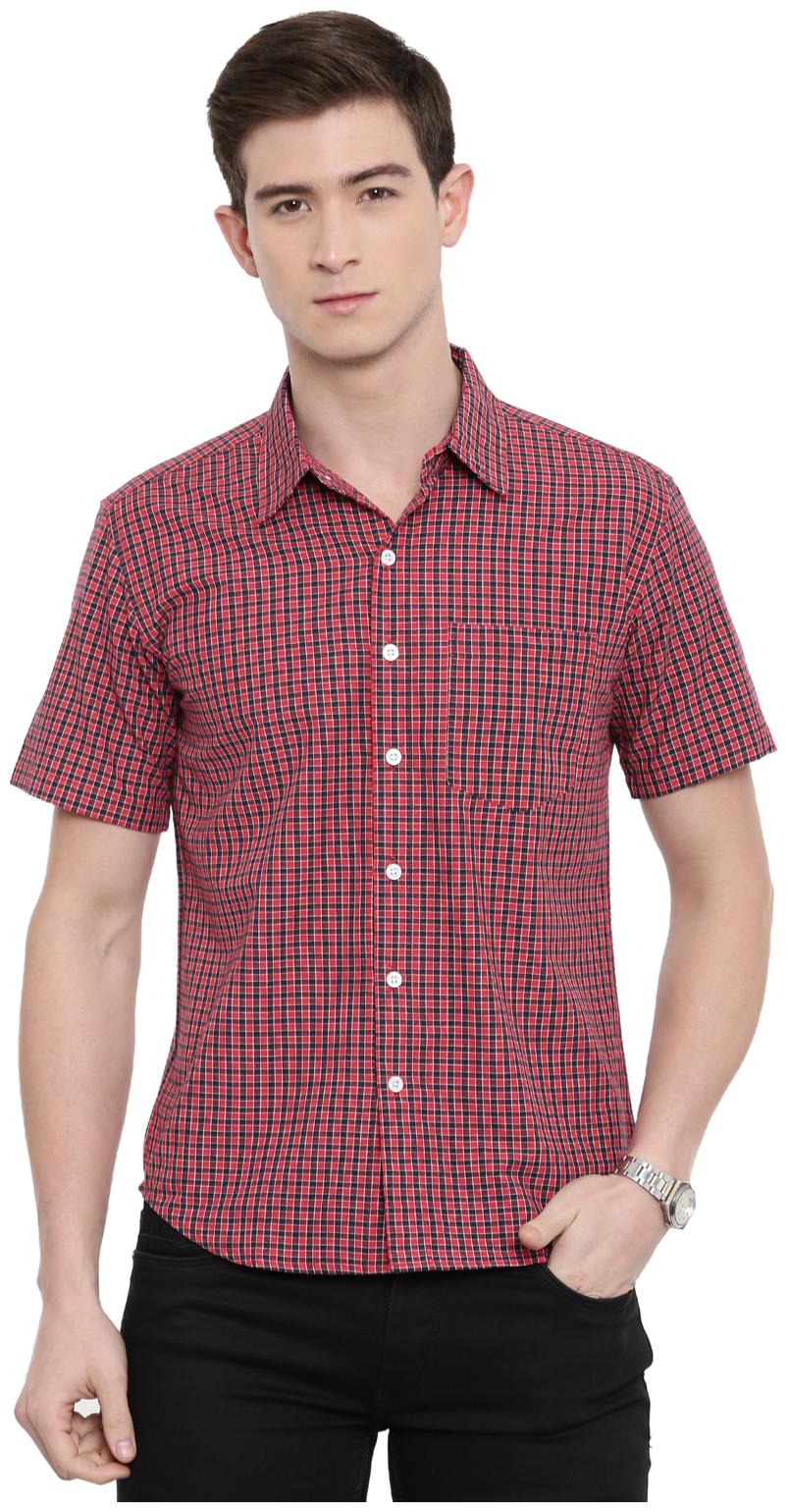 

Joven Men Red Checked Slim Fit Casual Shirt