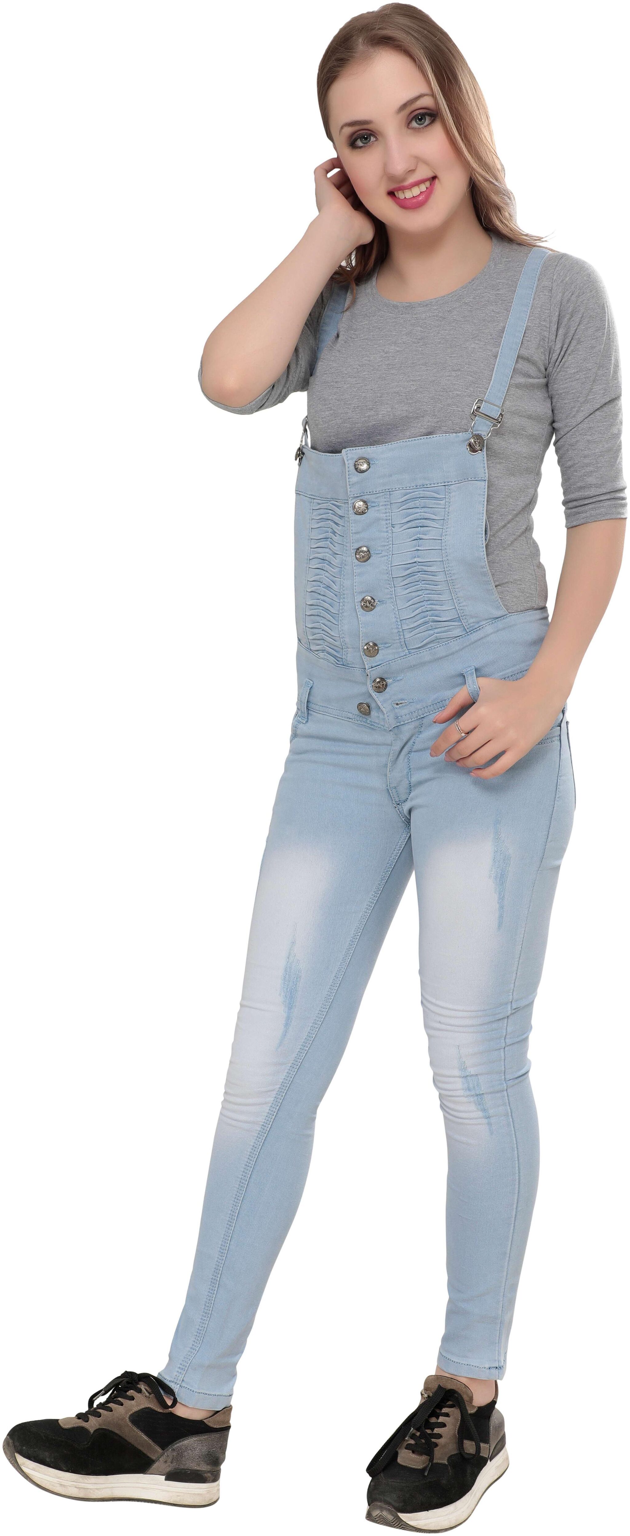 

JUBINATION Solid Jumpsuit - Blue