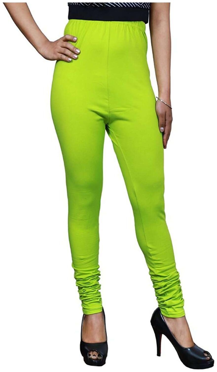 

Jubination Ladies Neon Green Stretchable Hosiery Cotton Legging