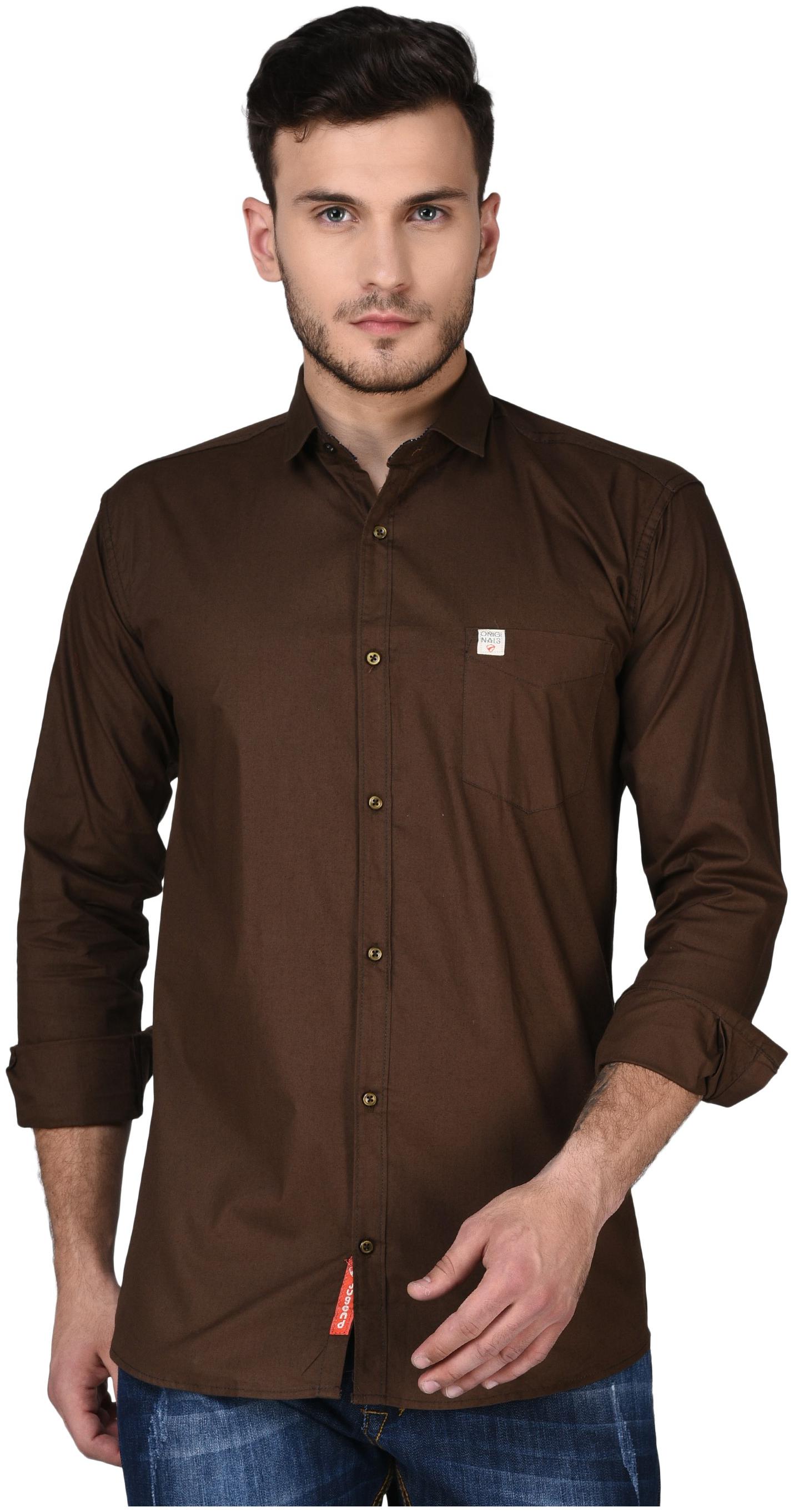 

Jugend Men Brown Solid Slim Fit Casual Shirt
