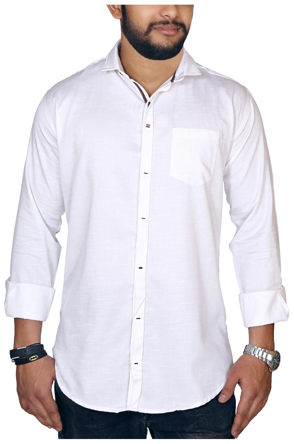 

Jugend (Buzz) Slim Fit Casual White Coloured Cotton Satin Men s Shinning Shirt