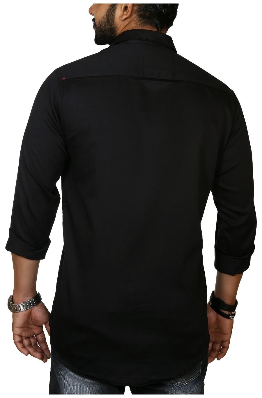 

Jugend (Buzz) Slim Fit Casual Black Coloured Cotton Satin Men s Shinning Shirt