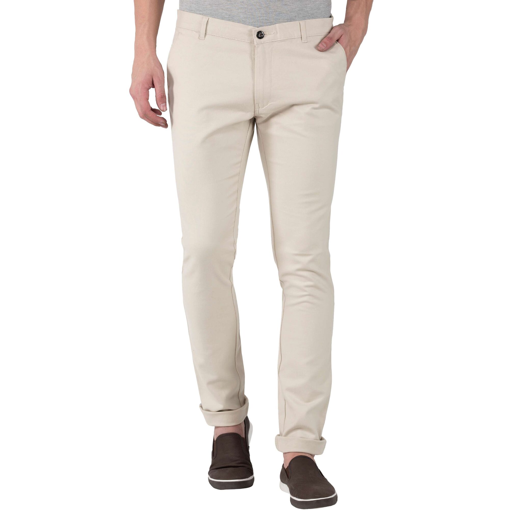 

Jugend Men Beige Solid Slim fit Wrinkle free Chinos
