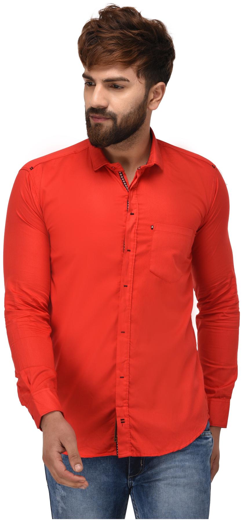 

Jugend Men Red Solid Slim Fit Casual Shirt