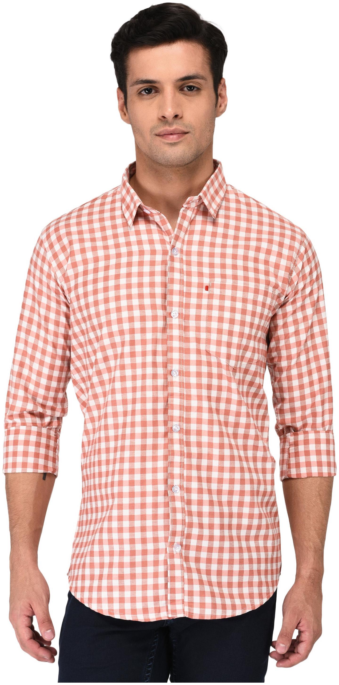 

Jugend Men Orange Checked Slim Fit Casual Shirt