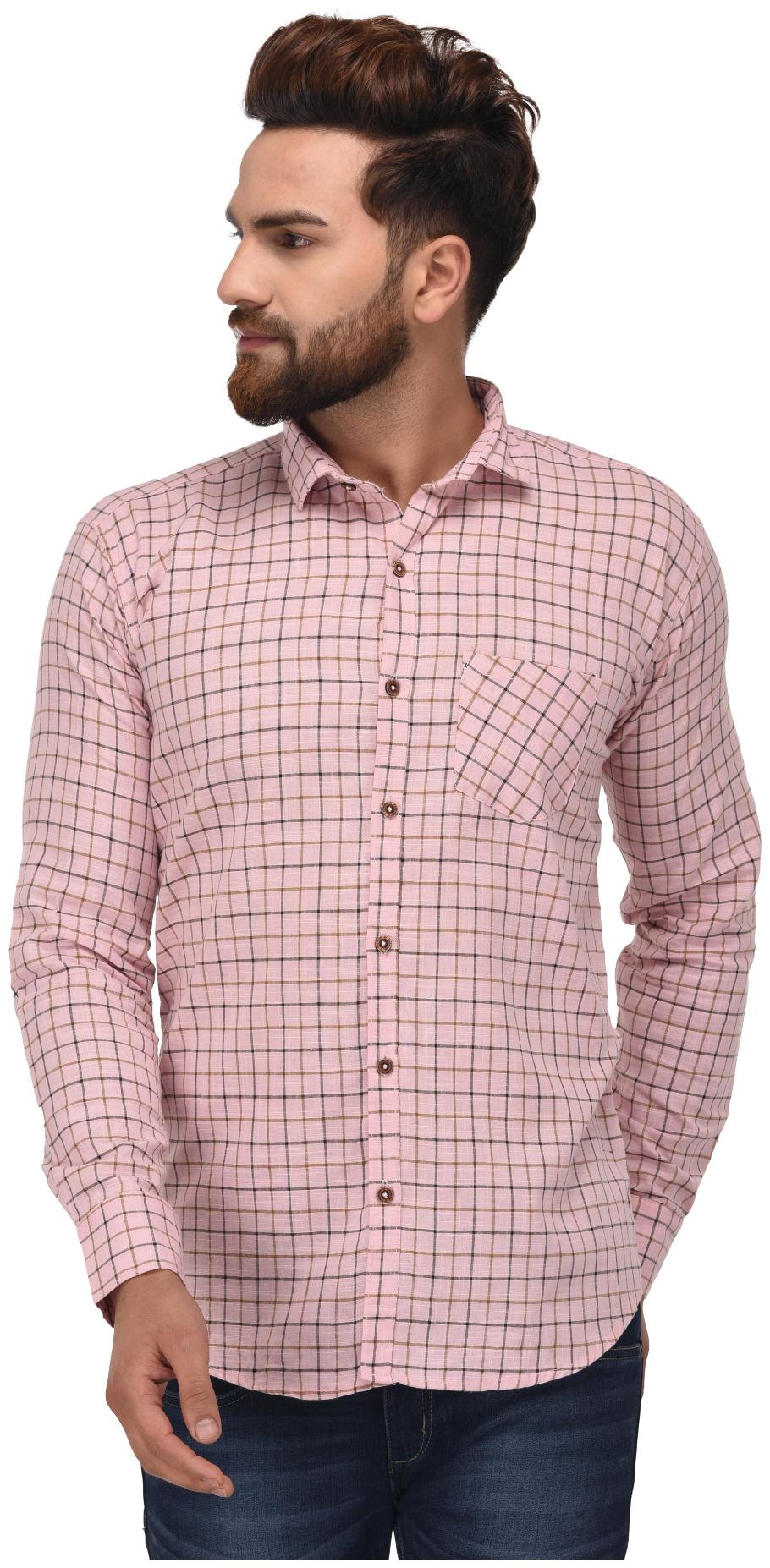 

Jugend Men Pink Checked Slim Fit Casual Shirt