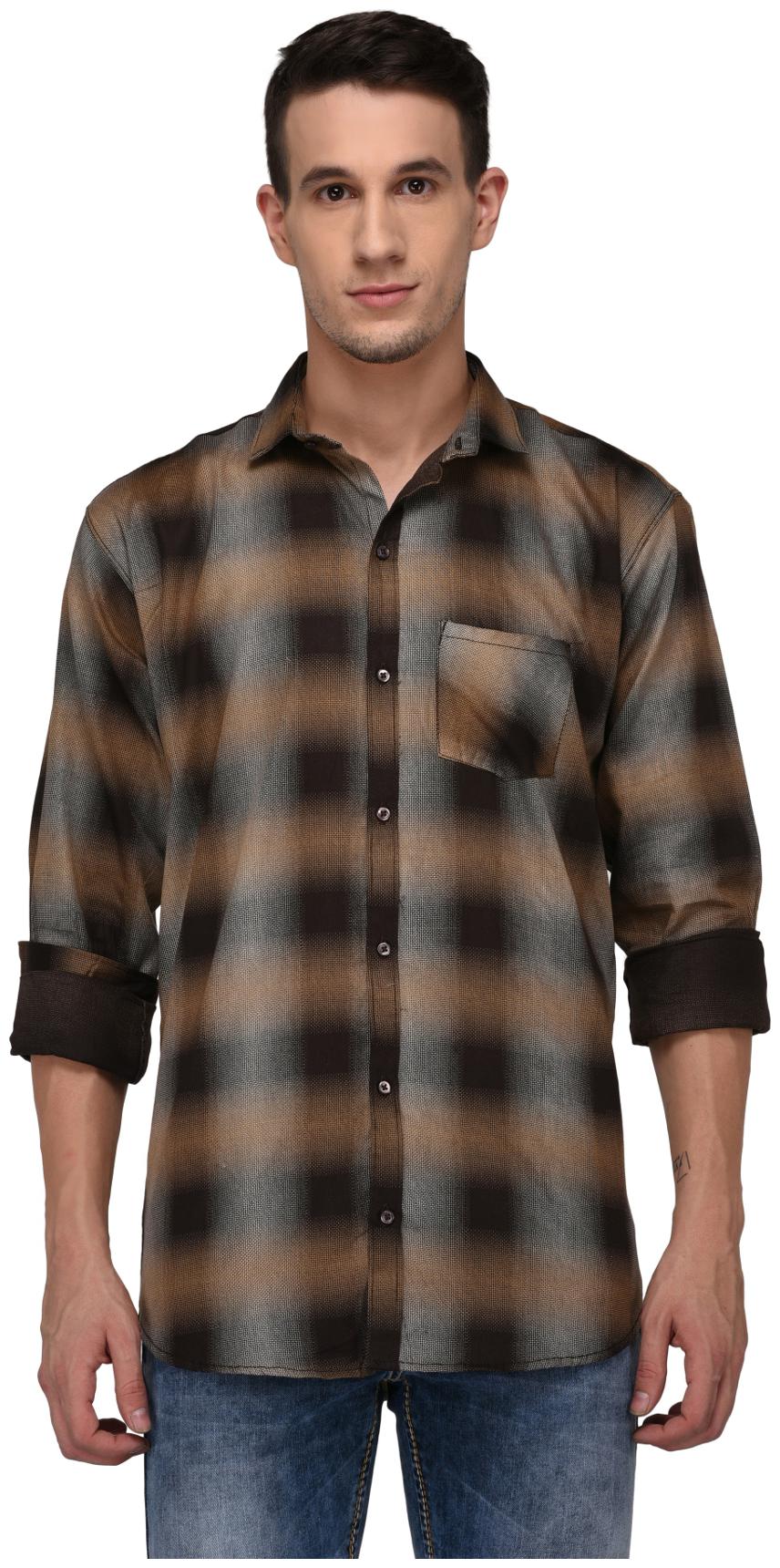 

Jugend Men Brown Printed Slim Fit Casual Shirt