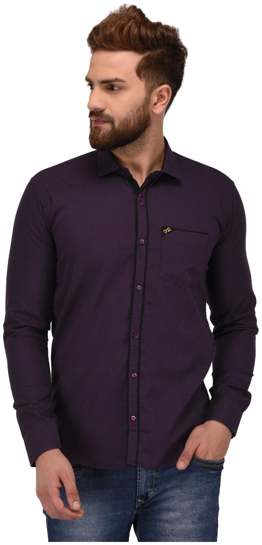 

Jugend Men Purple Printed Regular Fit Casual Shirt