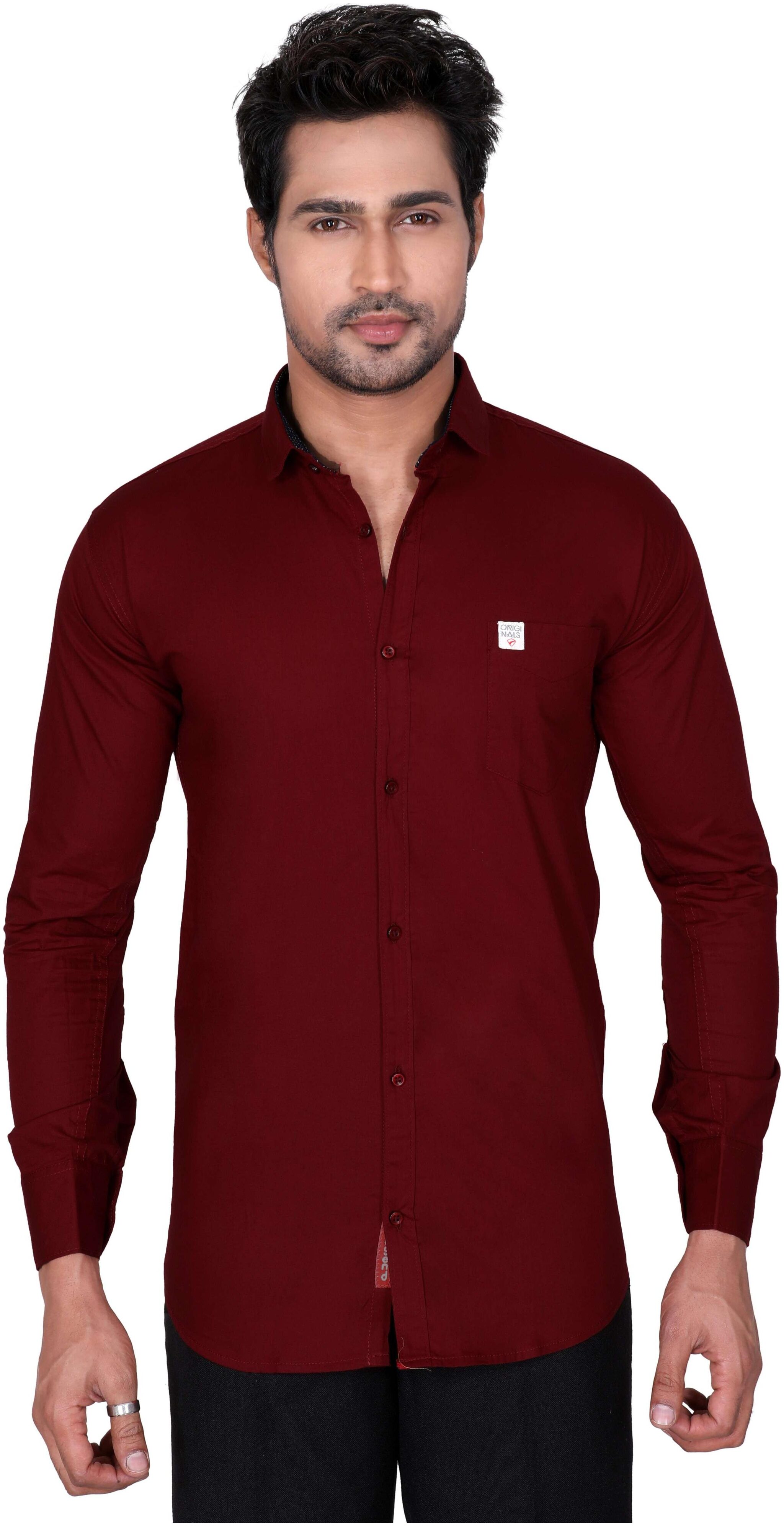 

Jugend Men Red Solid Slim Fit Casual Shirt