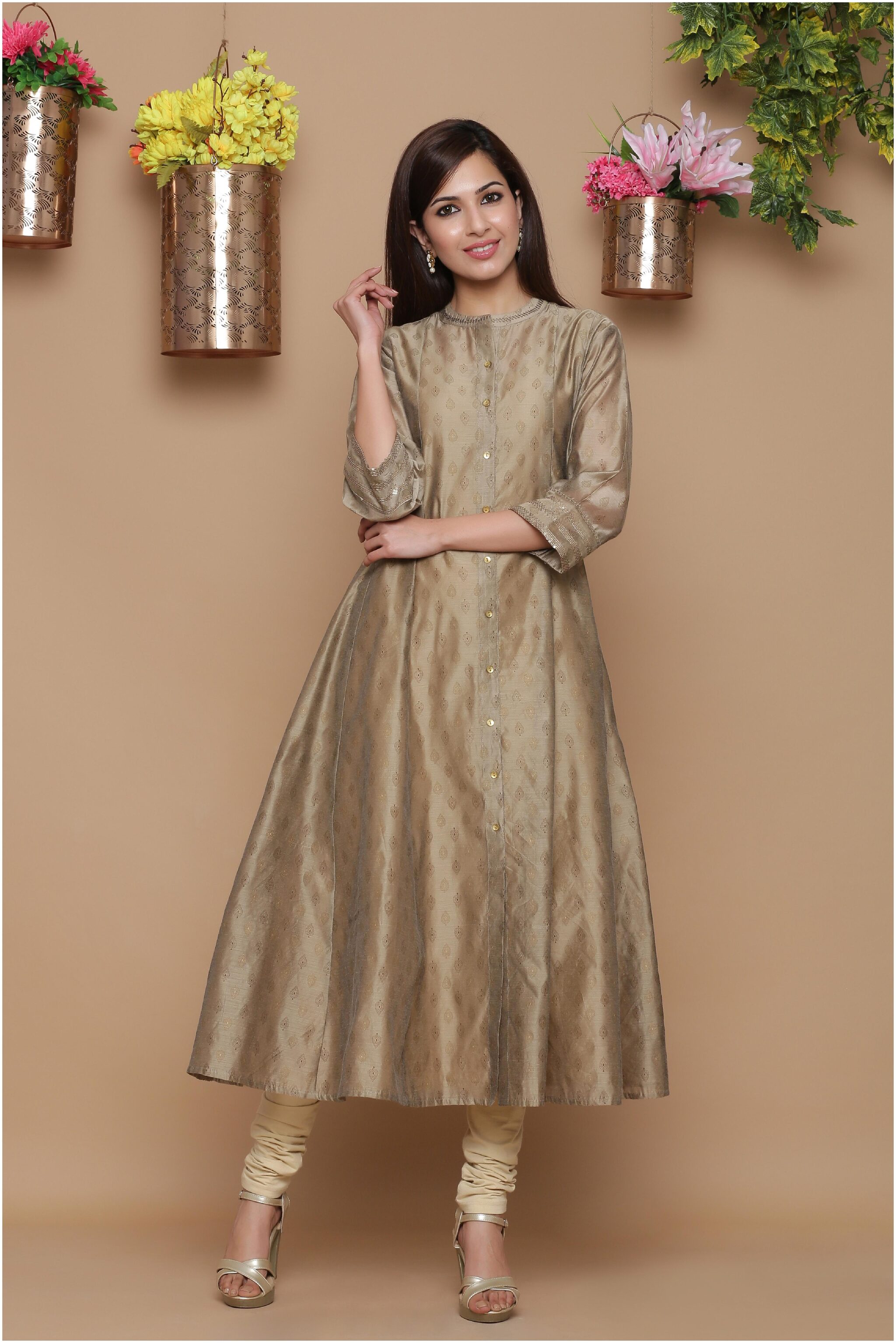 

Juniper Women Brown Ethnic Motifs Anarkali Kurta