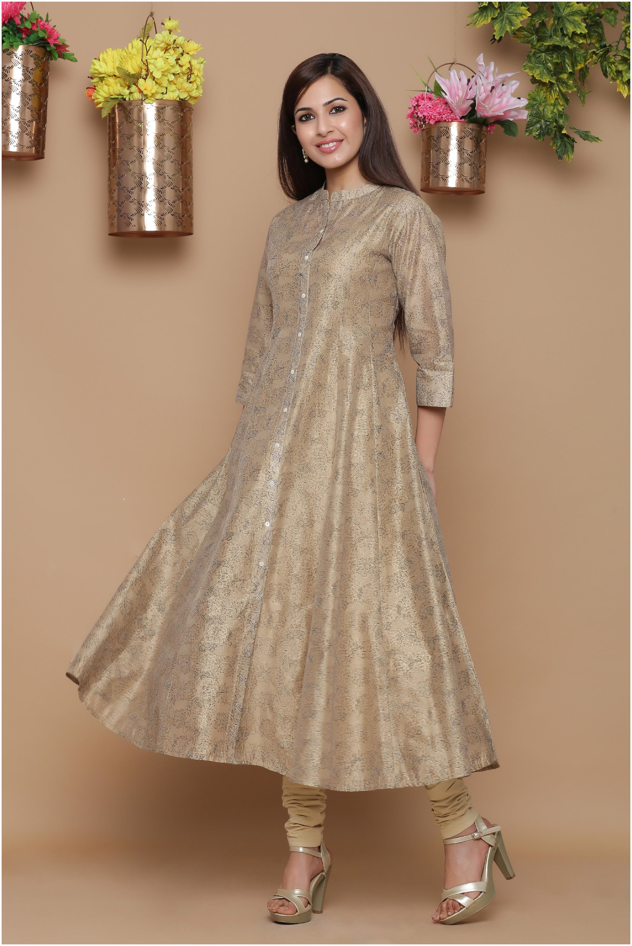 

Juniper Women Beige Ethnic Motifs Anarkali Kurta