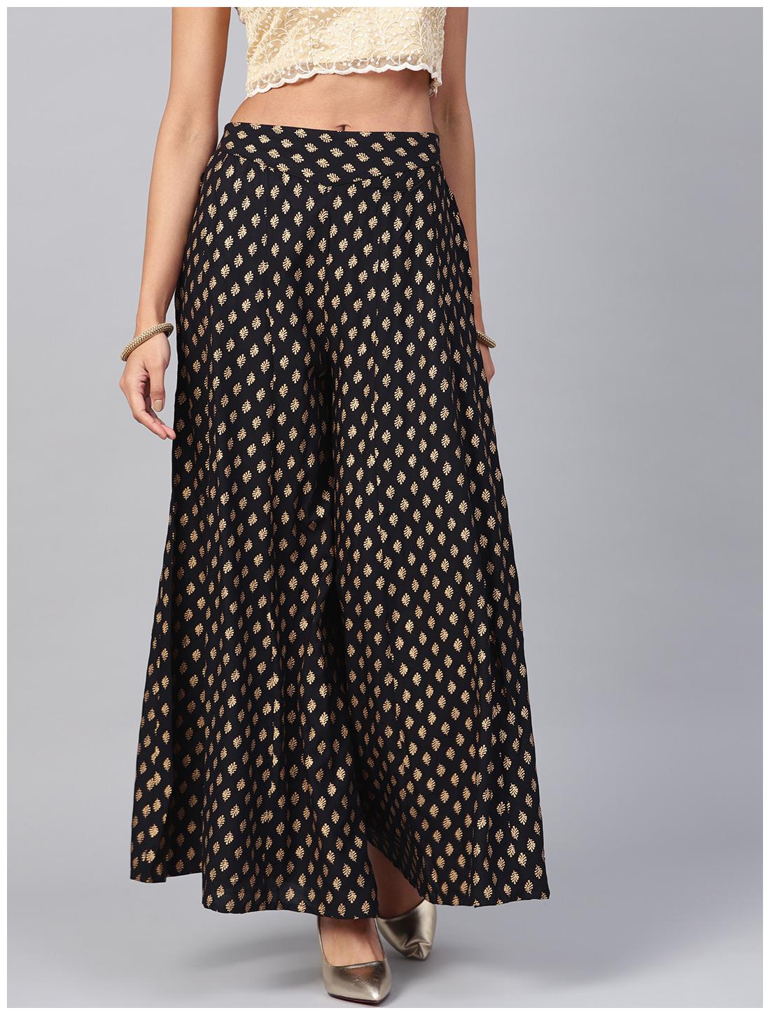 

Juniper Black Floral Flared Palazzo