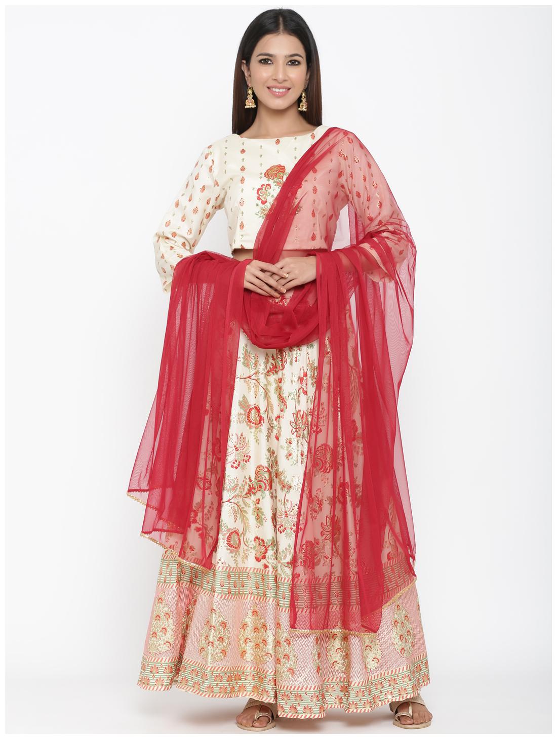 

Juniper Blended Cream Lehenga Blouse For Women