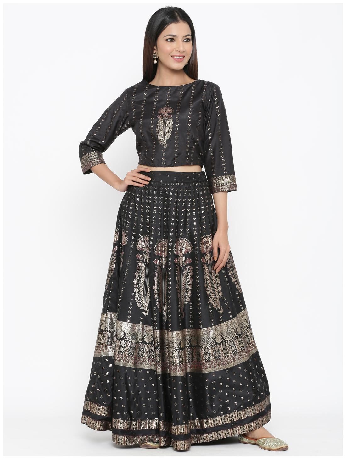 

Juniper Blended Black Lehenga Blouse For Women