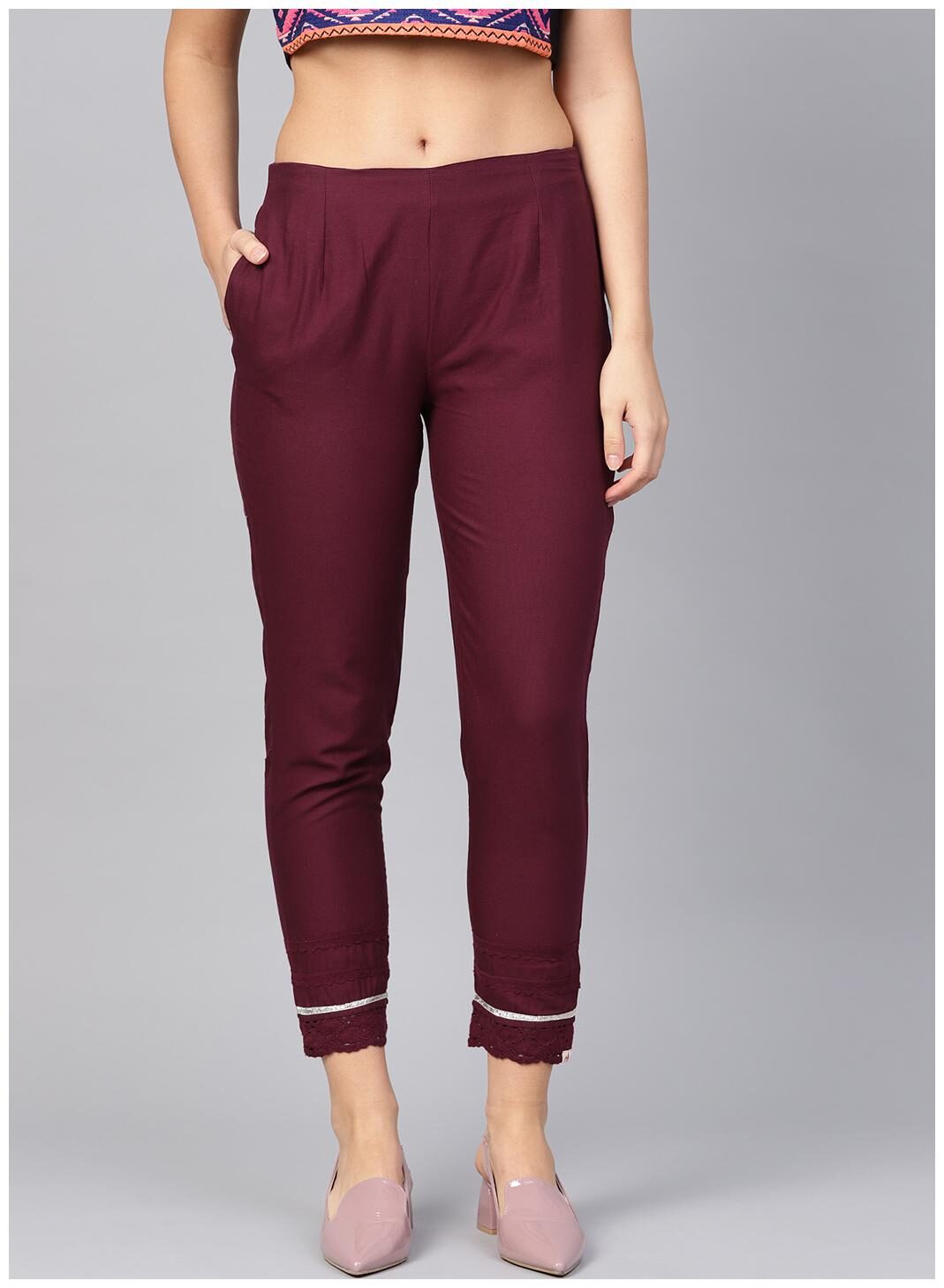 

Juniper Women Burgundy Slim fit Regular pants