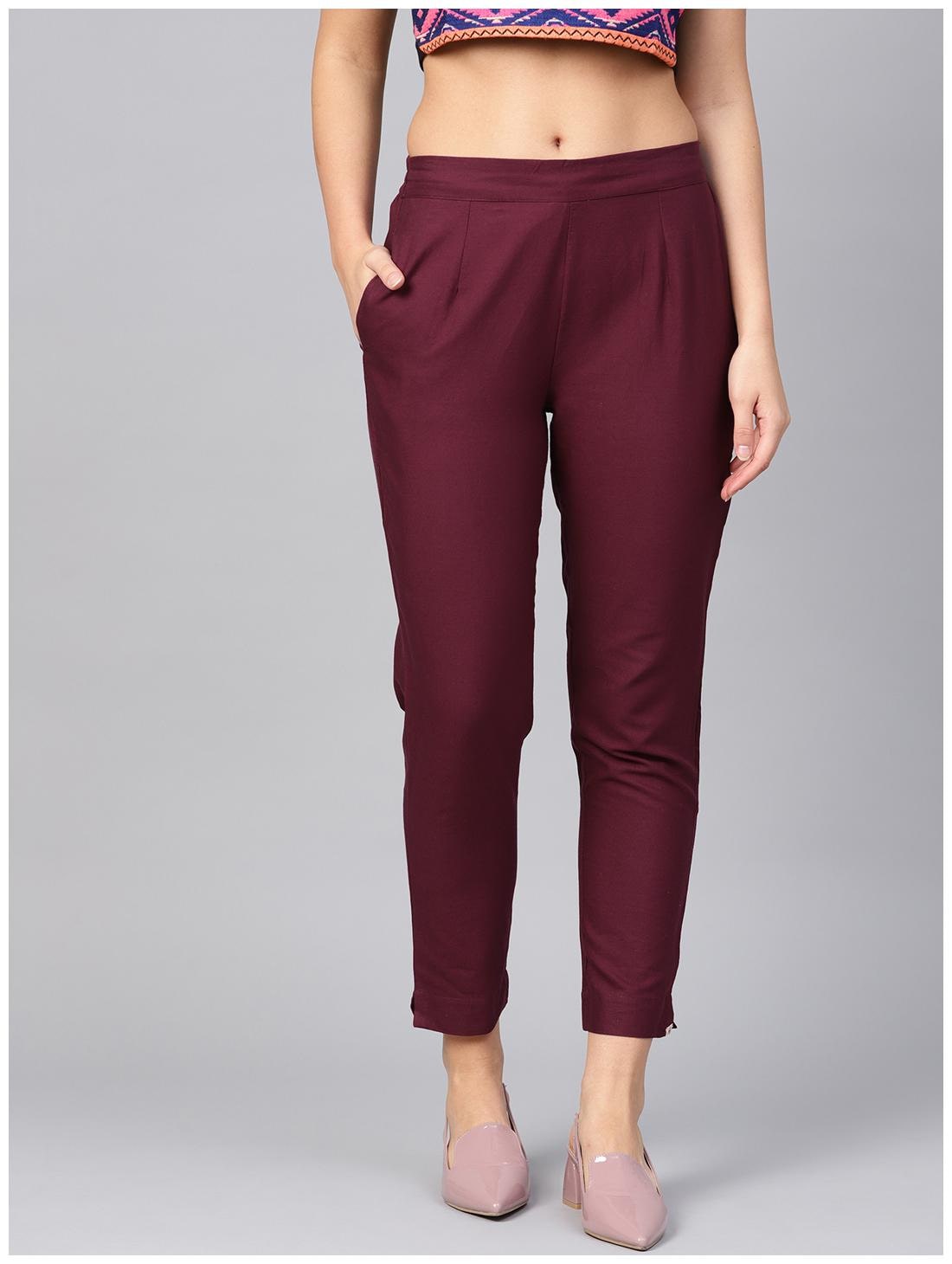 

Juniper Women Burgundy Slim fit Regular pants