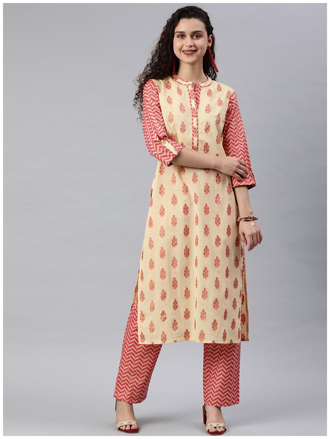 

Juniper Women Red Printed Straight Kurta