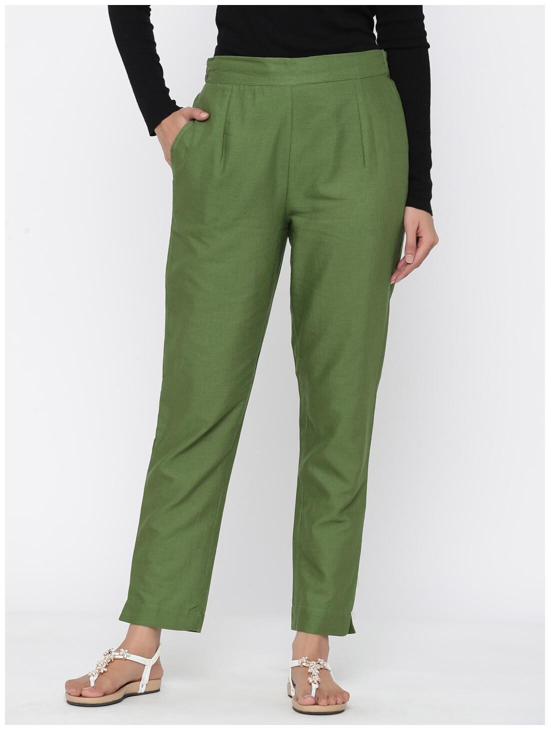 

Juniper Cotton Ethnic Pants - Olive
