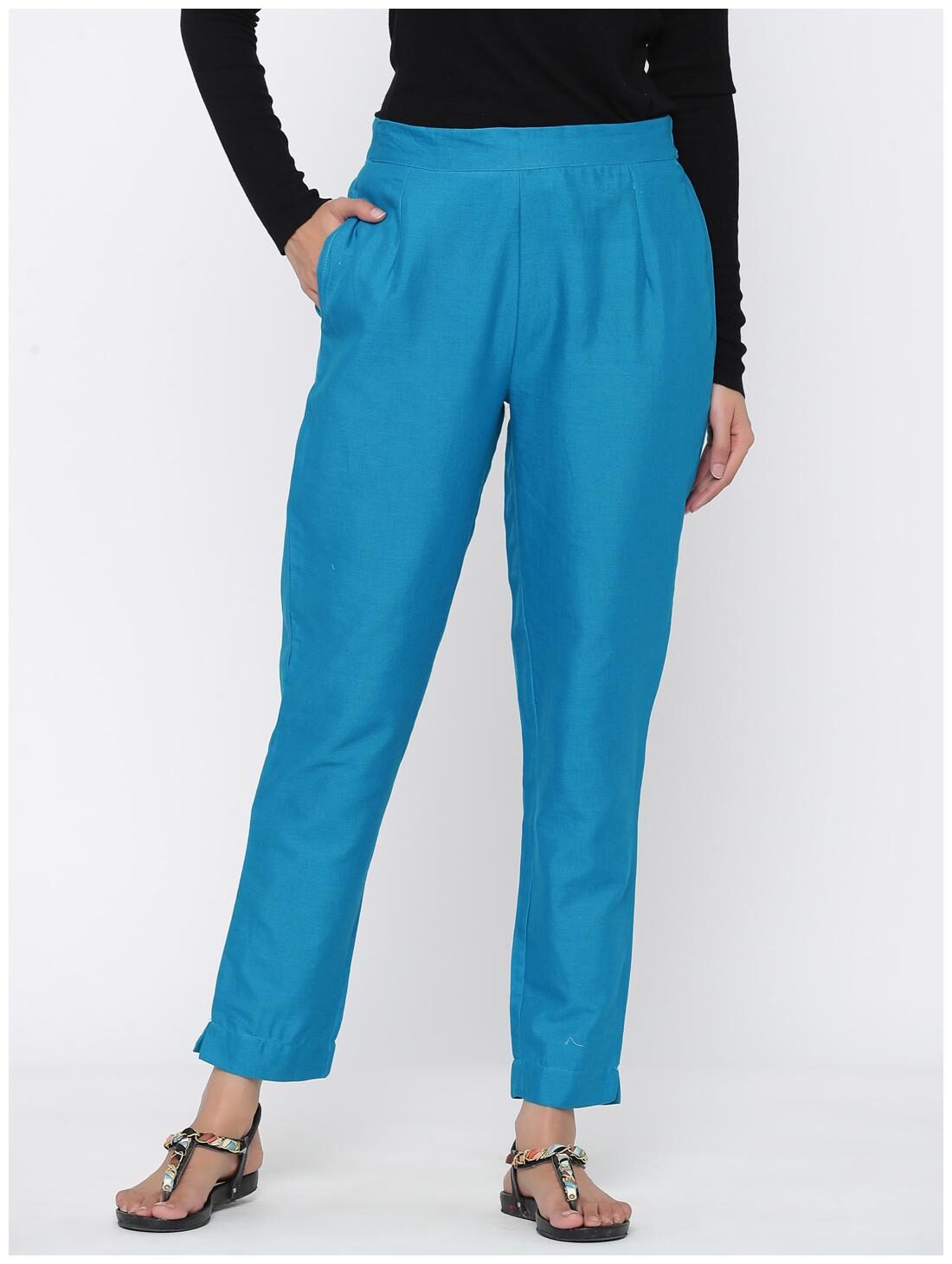 

Juniper Cotton Ethnic Pants - Turquoise