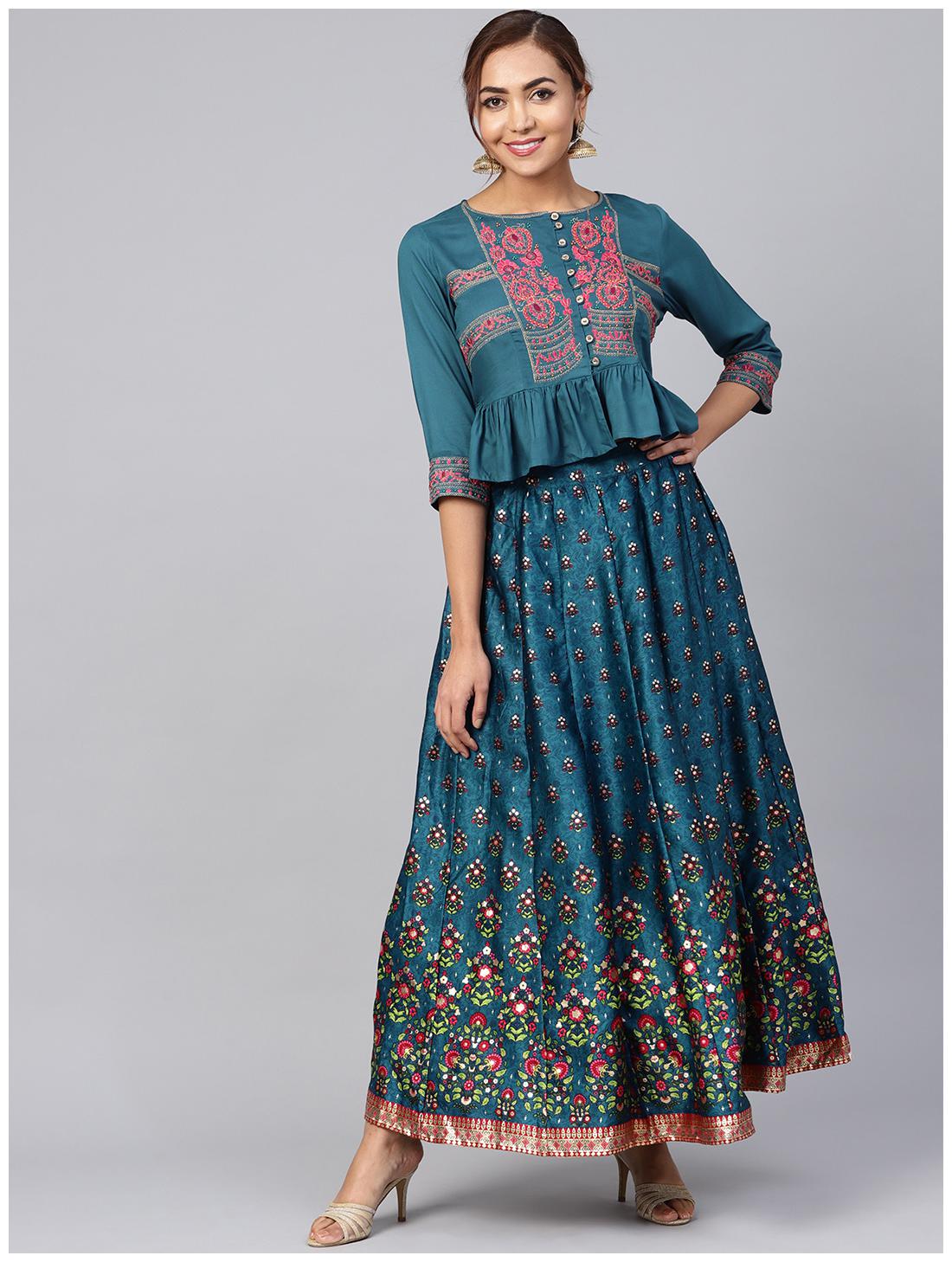 

Juniper Embroidered Stiched Satin Choli Lehenga Green