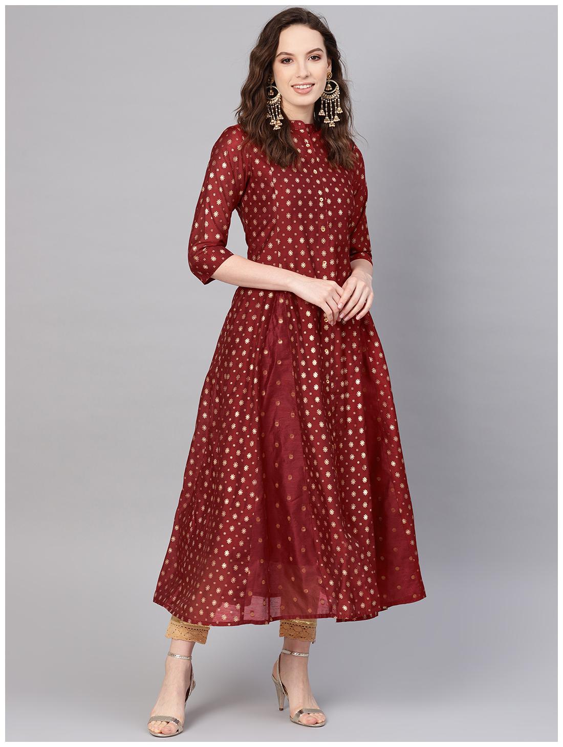 

Juniper Women Maroon Printed Anarkali Kurta