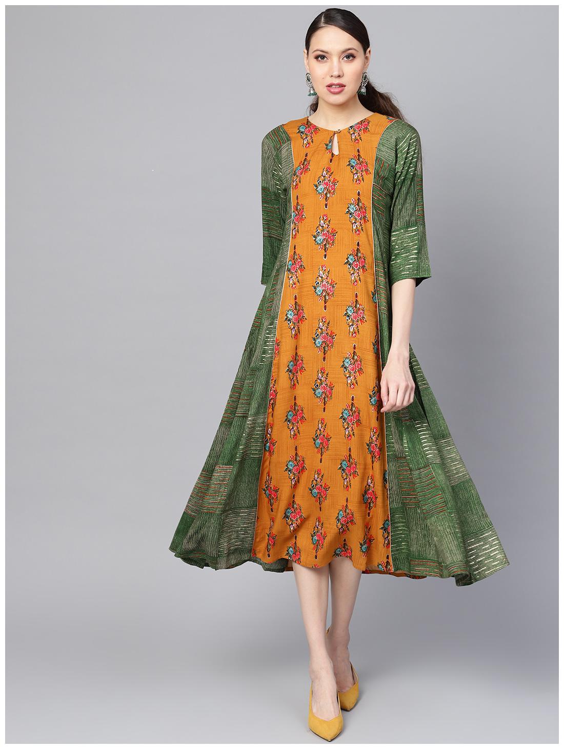 

Juniper Rayon Casual Kurti Dress Yellow
